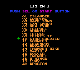 115 in 1 (Main menu)
